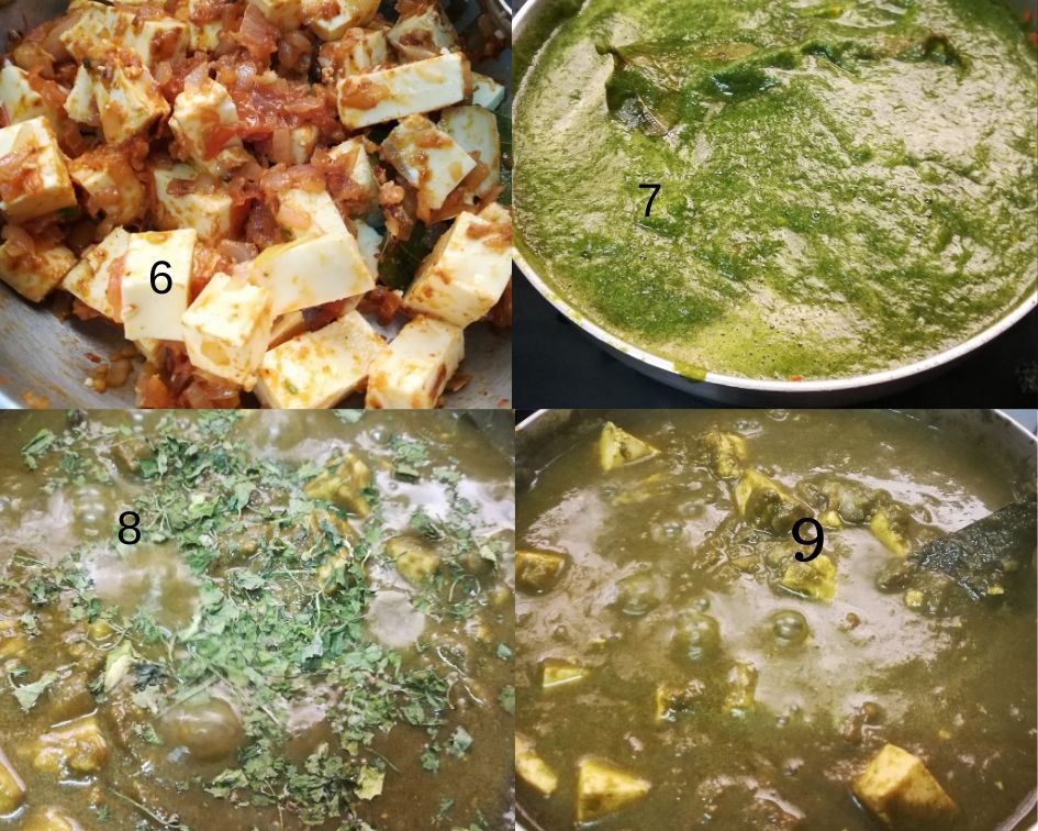 Palak paneer steps