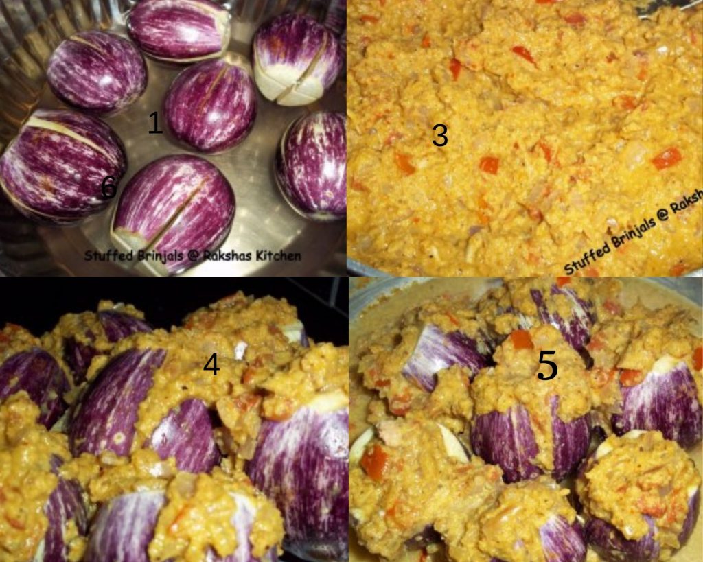 Step by step picture of stuffed brinjal 