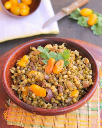 sprouted green gram stir fry with cherry tomato