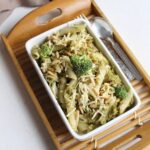 Broccoli pesto pasta with pine nuts