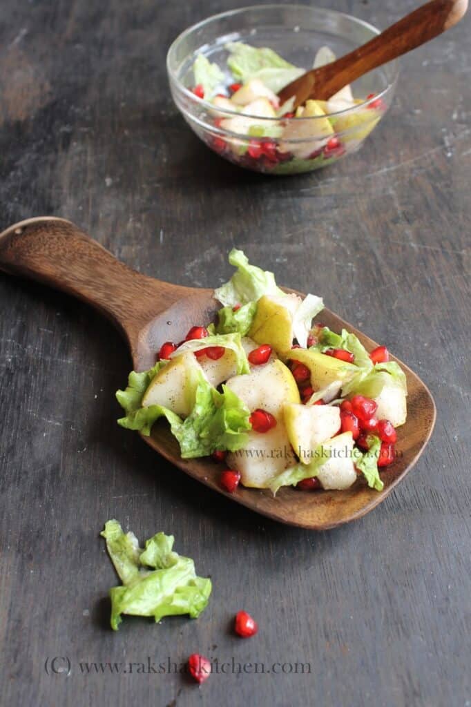 fresh pear pomegranate salad