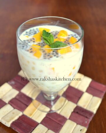 mango sago kheer with chia seeds