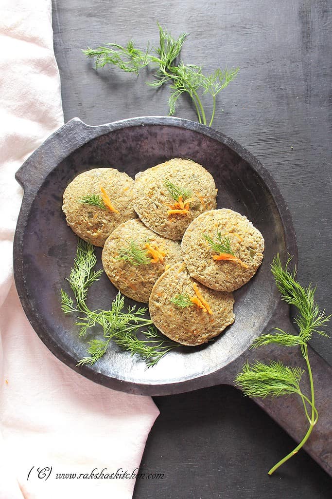 Green Moong and vegetable idli