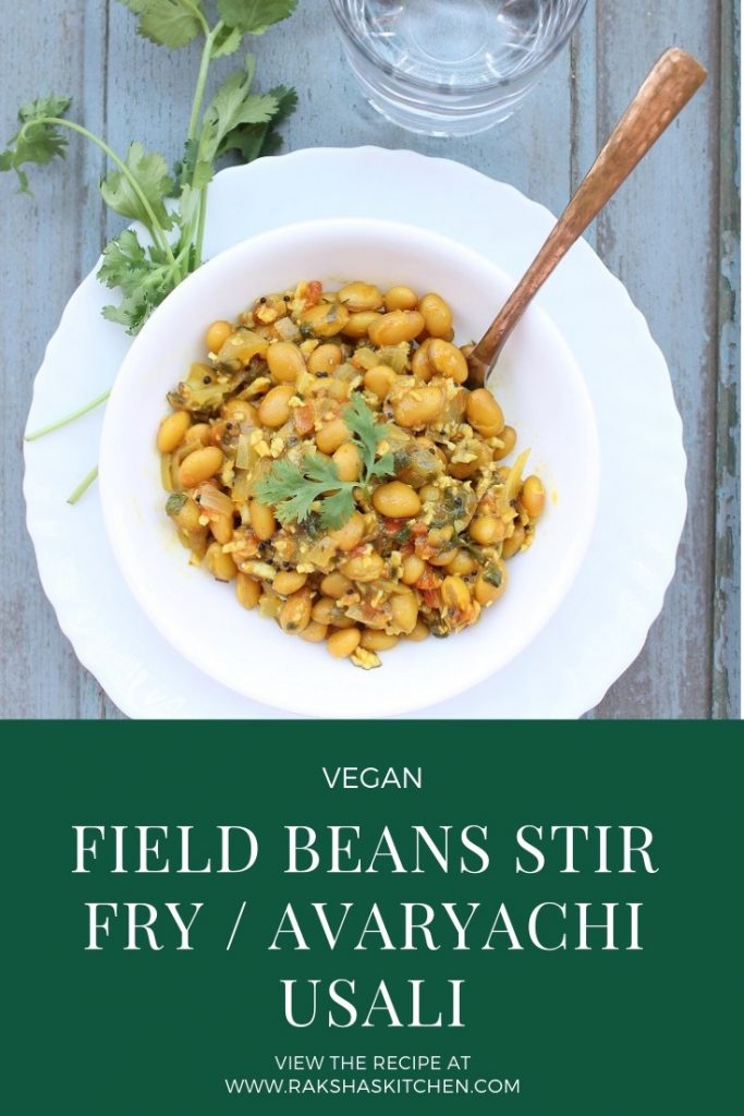 field beans stir fry, avaryachi usali, avarekalu usali, vegan stir fry, vegan recipes, avare recipe, avarekalu recipe