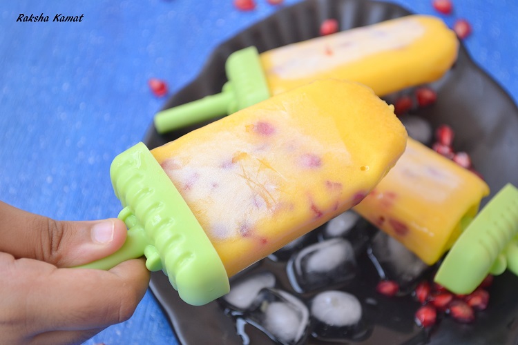 mango pomegranate popsicle, mango recipe, mango popsicle, mango pomegranate recipe, summer recipes