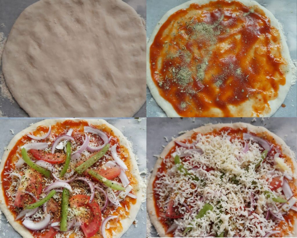 Steps to make homemade veg pizza from scratch