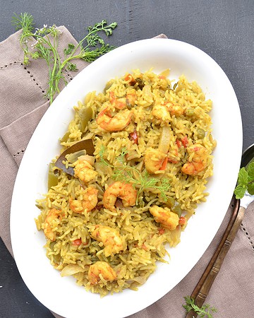 Goan prawn pulao with coconut milk