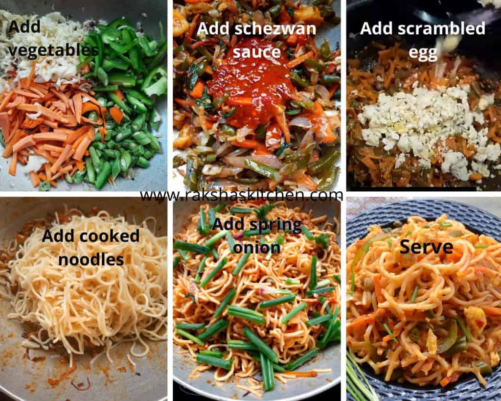 Steps to make schezwan noodles with egg