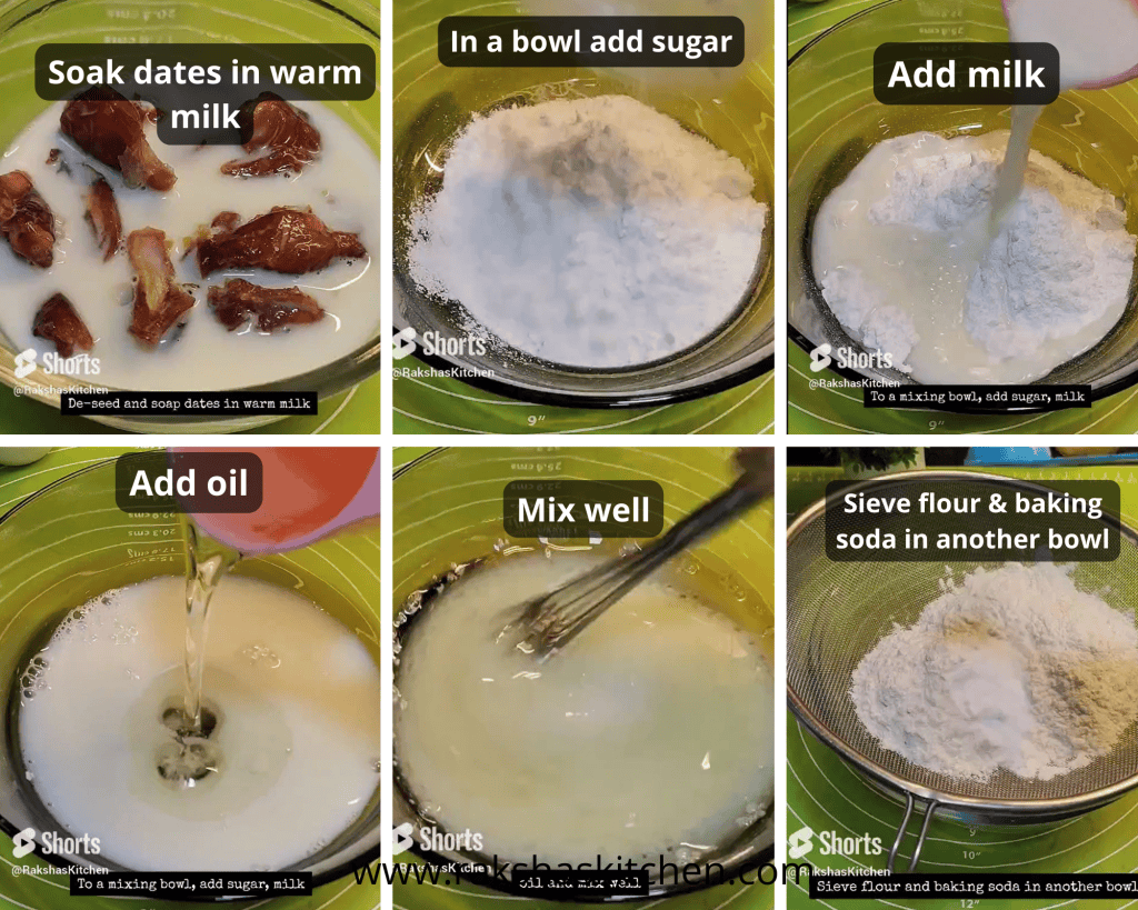 steps to make eggless dates cake