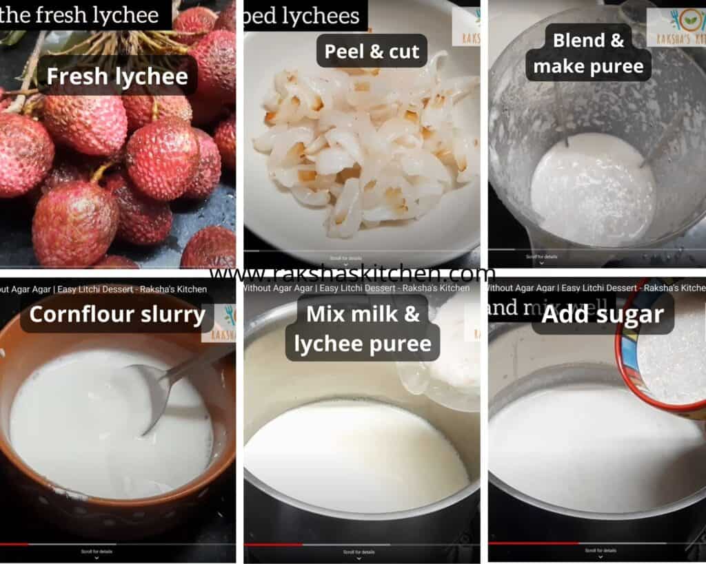 steps to make lychee pudding