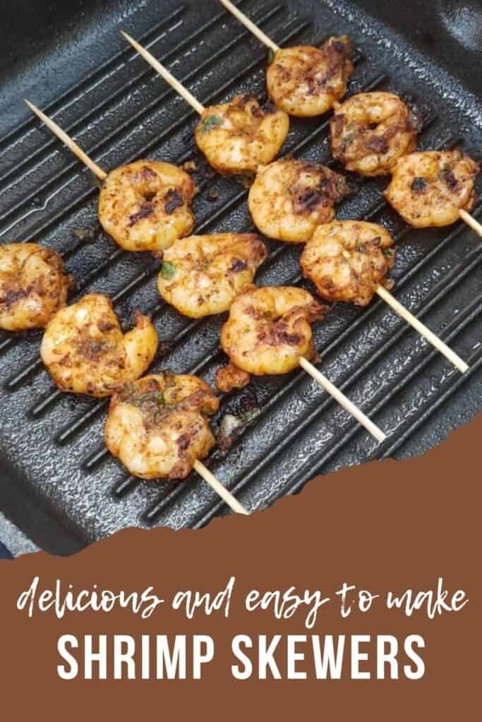 delicious juicy shrimp skewers grilled