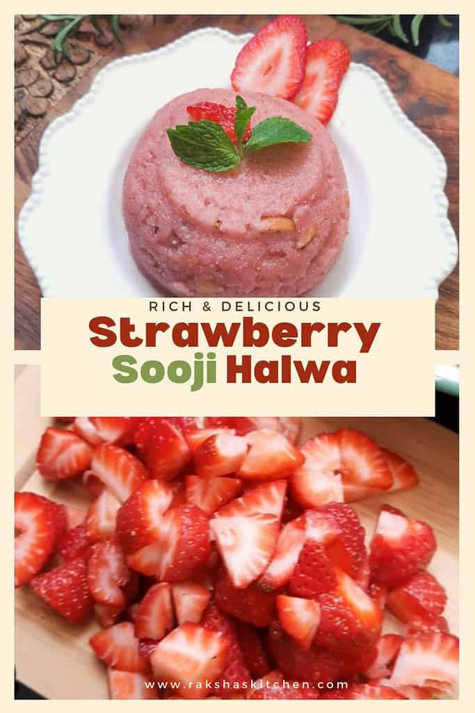 sooji halwa with strawberry