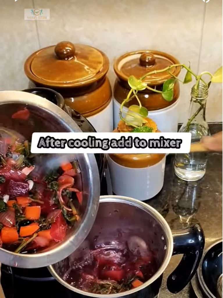 add vegetables to mixer