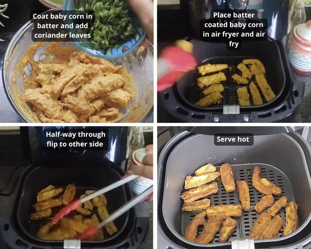 Steps to make air fryer baby corn part 2