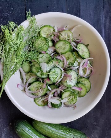 Easy cucumber onion salad